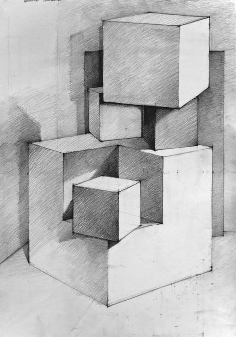 Geometric Shapes Drawing, Architecture Drawing Sketchbooks, Form Drawing, Perspective Drawing Architecture, Perspective Drawing Lessons, Drawing Architecture, Architecture Design Drawing, Object Drawing, Geometric Drawing