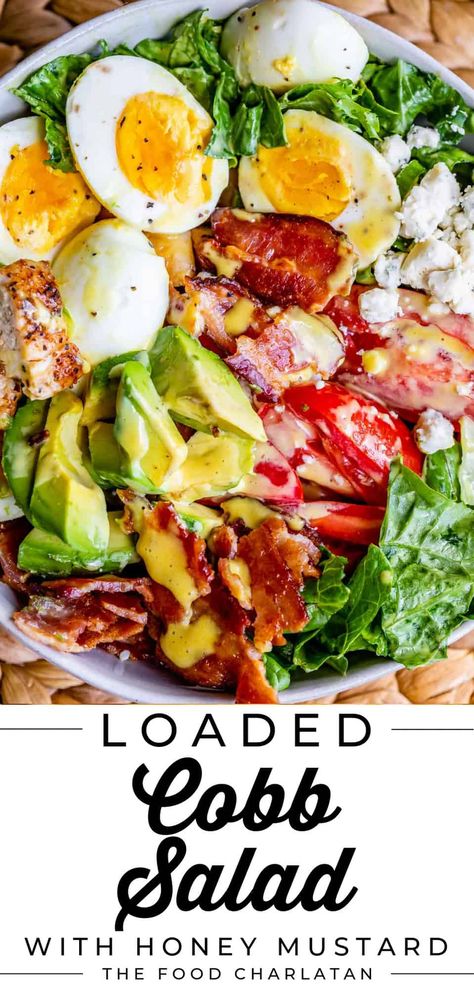 Bacon Cobb Salad, Best Cobb Salad, Salad Recipe With Chicken, Food Mediterranean, Recipe With Chicken, Cobb Salad Recipe, Eat Green, Chicken And Bacon, The Food Charlatan