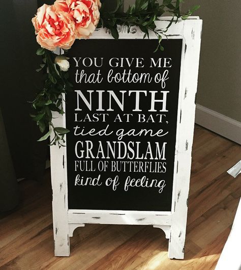 30 Grand Slam Baseball Wedding Ideas |  #baseball #baseballwedding #sporttheme #sports #themes #wedding | baseball wedding ideas Chalkboard Easel Wedding, Softball Wedding, Wedding Chalk, Baseball Wedding, Wedding Chalkboard Signs, Sports Wedding, Baseball Theme, Chalkboard Wedding, Bridal Shower Signs