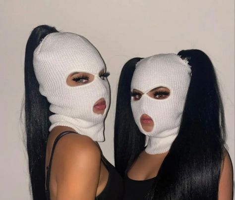 Aesthetic Best Friends, Aesthetic Mask, Gang Aesthetic, Knit Balaclava, Thug Girl, Mask Aesthetic, Image Couple, Hot Halloween Outfits, Girl Gang Aesthetic