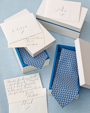 Groomsmen Gifts    Andrew gave each of his groomsmen a tie in a keepsake lacquered box. Wedding Tiffany Blue, Plus Size Wedding Dress Short, Groomsmen Proposals, Yellow White Wedding, Carolina Herera, Homemade Wedding Cake, Girly Wedding, Fuchsia Wedding, Wedding Gifts For Bride And Groom