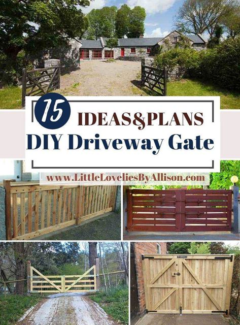 How To Make A Driveway Gate, Build A Gate Diy, Driveway Fencing Ideas, Farm Fence Gate Entrance, Driveway Entrance Gate Ideas, Yard Gates Ideas Backyards, Cheap Gate Ideas, Diy Gate Driveway, Driveway Fence Gate Ideas