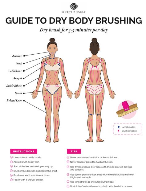 Correct Way To Dry Brush, Dry Brush Guide, Lymph Drainage Map, Lymph Drainage Massage Dry Brushing, Body Lymph Drainage Massage, How To Dry Brush Skin Diagram, How To Use A Dry Body Brush, Dry Brushing For Lymph Drainage, Full Body Lymph Drainage