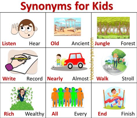 Synonyms With Pictures, Synonyms Examples, Synonyms And Antonyms Activities, Synonyms And Antonyms Worksheet, Synonyms Worksheet, Synonyms Words, Vocabulary Words With Meaning, Synonym Activities, Teaching Sentences