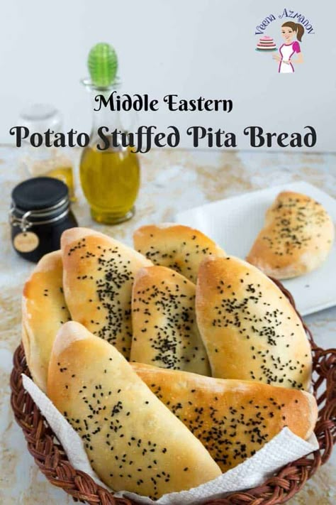 Stuffed Pita Pockets, Lebanese Arabic, Pocket Bread, Middle Eastern Bread, Stuffed Pita, Pockets Recipe, Potato Stuffed, Middle East Recipes, Pita Pockets