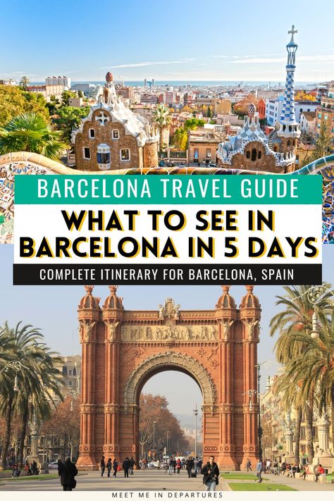 Plan your Barcelona adventure with this 5 day itinerary! It’s packed with must-see spots for first-time visitors, including Gaudí landmarks and bustling markets.  barcelona 5 day itinerary | barcelona itinerary | barcelona itinerary one week | barcelona 5 days | how to spend 5 days in barcelona | barcelona spain 5 days | barcelona itinerary 5 days | five days in barcelona | 5 day barcelona itinerary | barcelona city guide | barcelona travel guide Spain Scenery, What To Wear In Spain, Barcelona Where To Stay, Gothic Quarter Barcelona, Traveling To Spain, 7 Day Itinerary, Barcelona Itinerary, Barcelona Travel Guide, Places To Visit In Spain