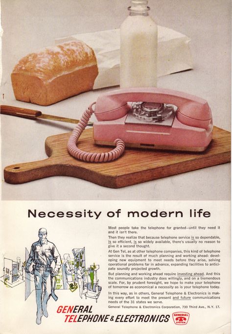 1961 General Telephone Pink Princess Phone, Pink Rotary Phone, Phone Advertisement, Pink Telephone, Princess Phone, Vintage Phone, Rotary Phone, Vintage Phones, Old Advertisements