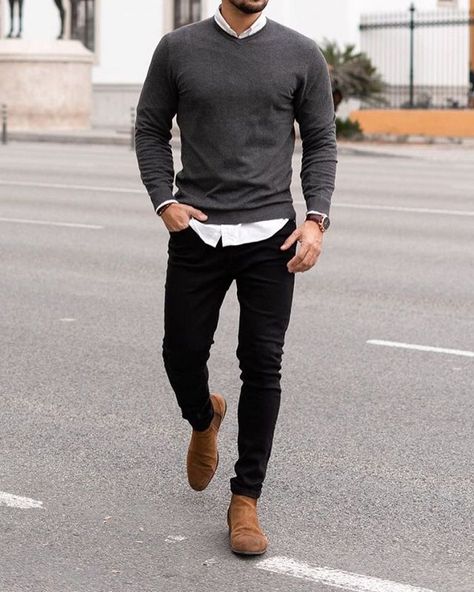 Mens Fall Outfits, Sweater Outfits Men, Mens Work Outfits, Smart Casual Menswear, Mens Business Casual Outfits, Mens Casual Outfits Summer, Smart Casual Men, Men Fashion Casual Shirts, Stylish Men Casual