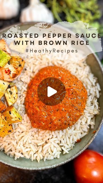 Roast Bell Peppers, Healthy Brown Rice, Rice Bowls Healthy, Roasted Pepper Sauce, Roasted Red Pepper Sauce, Red Pepper Sauce, High In Fiber, Healthy Bowls, Complete Nutrition