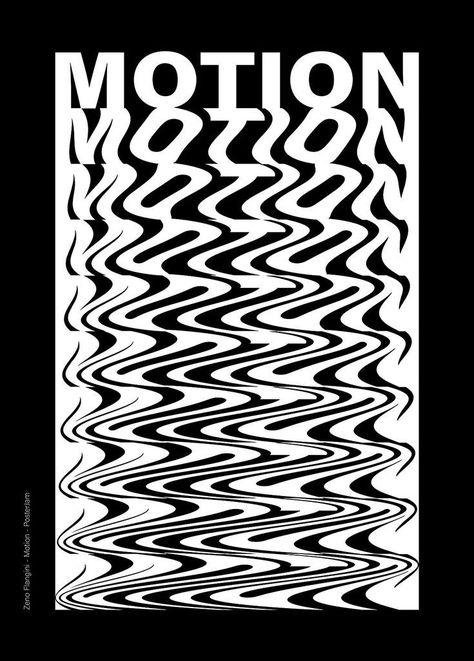 Movement Graphic Design Poster, Distorted Type Design, Black White Design Graphic, Black White Graphic Art, Black And White Lettering, Black And White T Shirt Design, Graphic Design Movement, Motion Blur Poster Design, Text Illustration Design