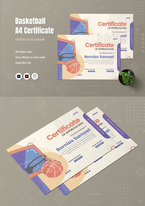 Basketball Certificate Design, Basketball Certificates Templates, Graphic Design Certificate, Certificates Design Ideas, Certificate Graphic Design, Creative Certificate Design Ideas, Education Business Card, Certificate Design Ideas, Basketball Certificate