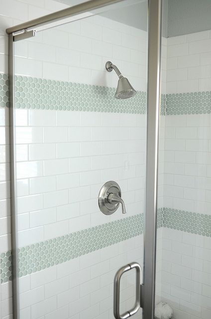 Master shower Camille Roskelly "Simplify" blog is great, amazing before and afters, very creative. Subway Tile Showers, Penny Round Tiles, House Of Turquoise, Penny Tile, Master Shower, White Subway Tile, Boys Bathroom, Subway Tiles, Upstairs Bathrooms