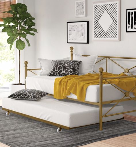 Small Space Daybed Ideas That Are Big on Comfort Metal Daybed With Trundle, Guest Bedroom Home Office, Guest Bedroom/office, Sofa Daybed, Trundle Mattress, Twin Daybed With Trundle, Daybed With Drawers, Twin Daybed, Metal Daybed