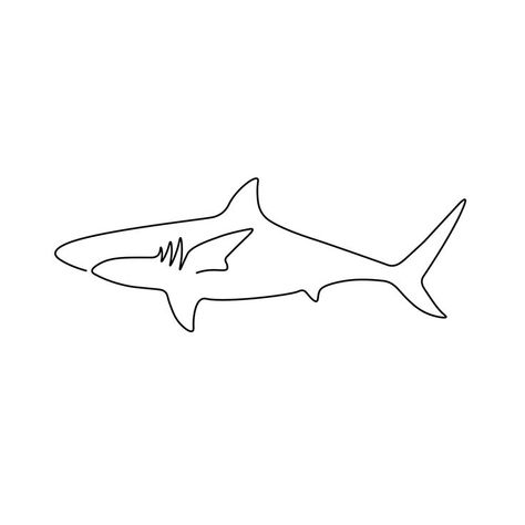 Shark Outline, Cool Sharks, Shark Drawing, Neck Tattoos Women, Shark Art, Drawing Stencils, Shark Tattoos, Single Line Drawing, Dainty Tattoos