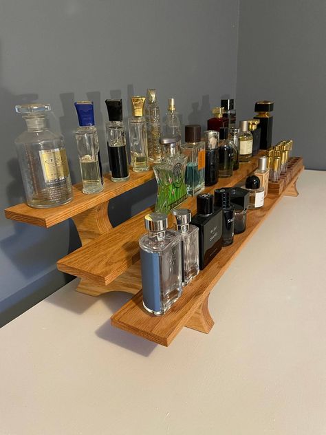 Aftershave Storage Ideas, His And Her Perfume Display, Mens Aftershave Aesthetic, Cologne Collection Display, Cologne Shelf, Perfume Stand Display, Cologne Display, Diy Jewelry Wall, Townhouse Decorating