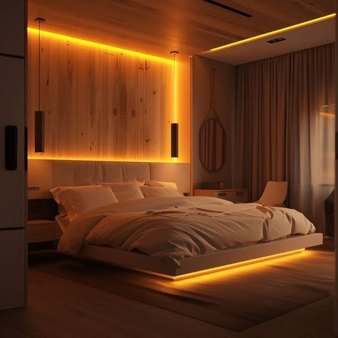 Under Bed Lighting, Led Lighting Bedroom, Bedroom Vibes, Lighting Bedroom, Fall Bedroom, Perfect Bedroom, Mood Lighting, Bed Lights, Bedroom Refresh