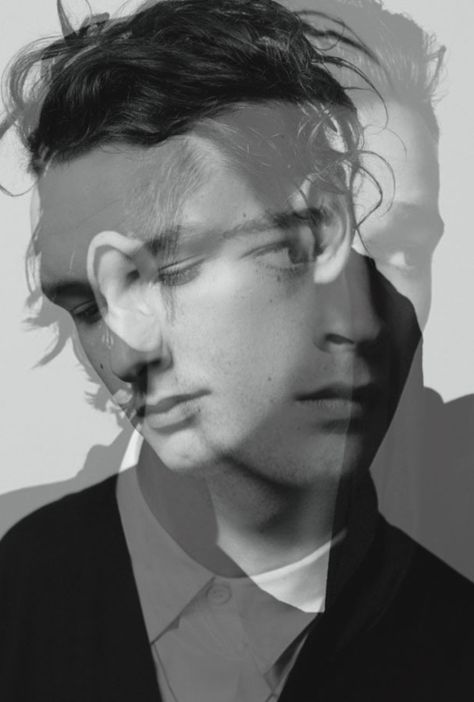 George Daniel, Matt Healy, Double Exposure Photography, Matty Healy, Exposure Photography, Black And White Photograph, The 1975, Double Exposure, Self Portrait