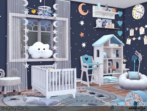 The Sims Resource - Dreamy Corner Sims 4 Cc Nursery Furniture Functional, Sims 4 Cc Space Decor, Sims 4 Nursery Wallpaper, Sims4 Nursery Cc, Sims 4 Toddler Bedroom Cc, Sims Kids Room, Sims 4 Infant Room, Sims 4 Toddler Bedroom, Sims 4 Toddler Room Cc