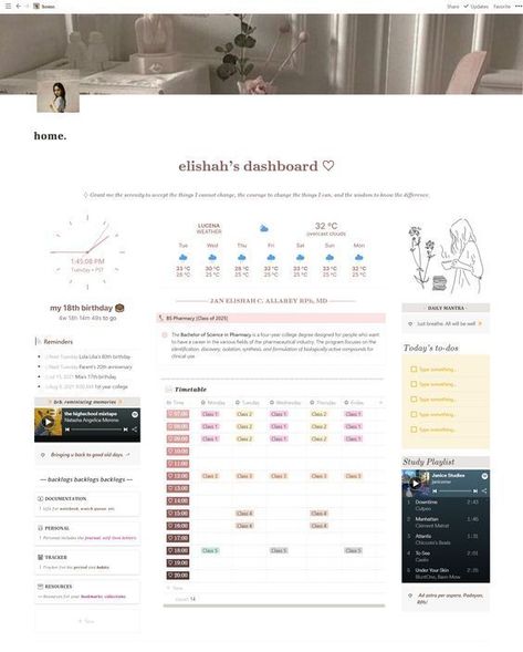 Free Notion Templates Productive Studying, Aesthetic Dashboard, Notion Setup, Notion Inspo, Notion Ideas, Timetable Template, Aesthetic Notion, School Template, Notion Templates