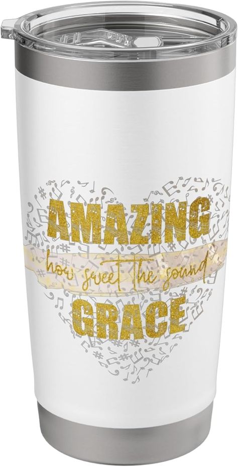 Amazon.com | Amazing Grace Stainless Steel Insulated Tumbler: Tumblers & Water Glasses Faith Tumbler Cups Glitter, Christian Tumbler Cups, Tumbler Faith Theme, Christian Tumblers, Faith Based Tumblers, Christian Sublimation Tumbler Designs, Tumblers Ideas, Christian Quote, Christian Tees