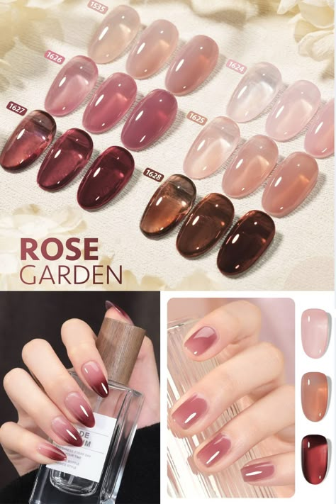 Jelly Rose Nails, Transparent Color Nails, Wine Jelly Nails, Jelly Nail Extensions, Transparent Jelly Nails, Jelly Nail Polish Colors, Dark Pink Jelly Nails, Jelly Nail Colors, Gaoy Gel Nail Polish