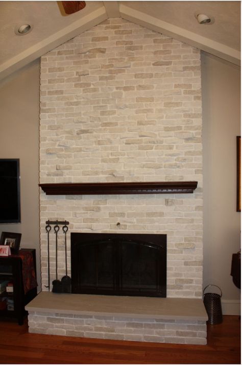 14 Brick Fireplace Ideas for a Lovely Refresh Hearth Makeover, Floor To Ceiling Brick Fireplace, Fireplace Makeovers, White Wash Brick Fireplace, Red Brick Fireplaces, Fireplace Redo, Tv Walls, Painted Brick Fireplaces, Fireplace Update