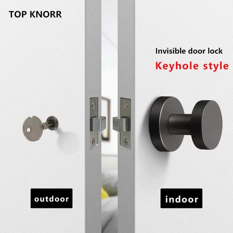 Invisible Door Lock Single Side Lock Secret Lock Interior Bedroom Background Wall Door Hidden Handle Small Keyhole Round Handle - Door Locks - AliExpress Bedroom Door Handles With Lock, Invisible Door Handle, Hidden Door Lock, Hidden Door Locking Mechanism, Hidden Door Handle, Secret Door Ideas, Hidden Door Ideas, Bedroom Door Handles, Concealed Door