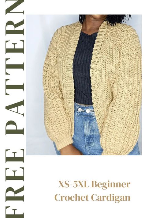 Well well, looking for something that works up relatively fast and fits the big girls just as nice? then look no further than this womens crochet plus size cardigan that is perfect for the absolute beginner. In this article, you will learn to make this modern sweater using the basic crochet stitches every determined beginner knows. Once you master it, you will want to make more and more. The best part is, the stitches used to make this crochet womens cardigan are all absolute beginner friendly Crochet Cardagin, Crochet Sweater Pattern Free Cardigans, Light Cardigan Crochet Pattern, Crochet Ribbed Cardigan Pattern Free, Plus Size Crochet Cardigan Pattern Free, Simple Cardigan Crochet, Crocheted Cardigans Free Patterns, Easy Cardigan Crochet Pattern Free, Crochet Cardigan Pattern Free Women Easy