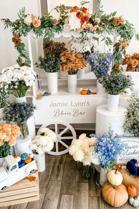 Take a look at this gorgeous rustic fall bridal shower! Love the floral cart party favors! See more party ideas and share yours at CatchMyParty.com Floral Cart, Honey Do Shower, Fall Bridal Shower Ideas, Fall In Love Bridal Shower, Bridal Shower Floral, Garden Party Bridal Shower, Shower Garden, Man Shower, Garden Bridal Showers