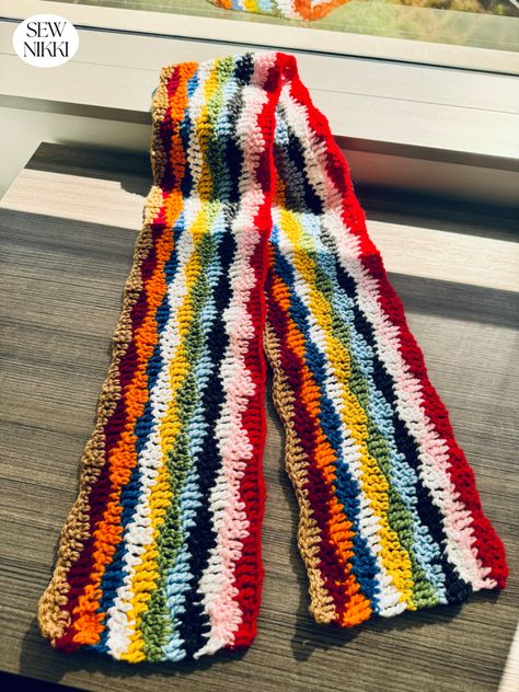 Fabric Scarf With Crochet Edging, Crochet Scrappy Scarf, Multicolor Crochet Scarf Pattern, Wavy Scarf Crochet Pattern, Easy Scarf Pattern Crochet, Winter Scarf Crochet Pattern Free, Kids Scarf Crochet Pattern Free, Crochet Scarf Striped, Crocheted Scarf Patterns Free