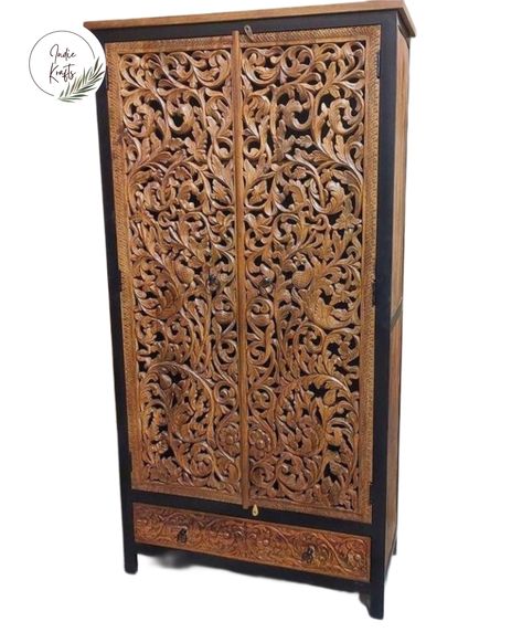 Elegantally Designed beautiful alimrah hand carved with premium mango wood Clothes Bar, Wooden Closet, Wooden Wardrobe, Indian Furniture, Bedroom Furniture Dresser, Wardrobe Closet, Multiple Color, Cool Suits, Mango Wood