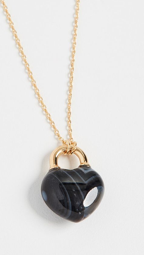 Kate Spade New York Stone Lock Mini Pendant Necklace | SHOPBOP York Stone, Perfect Handbag, Necklace Heart, Mini Pendant, Kate Spade New York, Heart Pendant, Accessories Design, Onyx, Heart Shapes