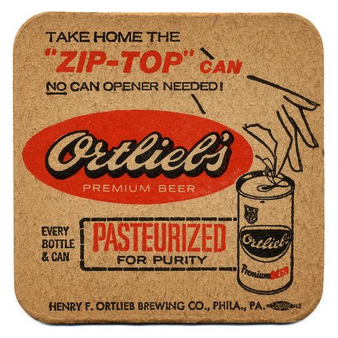 Take Home The "Zip Top" Can | Ortlieb's Premium Beer. Henry … | Flickr Vintage Beer Signs, Vintage Beer Labels, Beer Advertising, Premium Beer, Beer Ad, Beer Mats, Beer Logo, Beer Coasters, Beer Signs