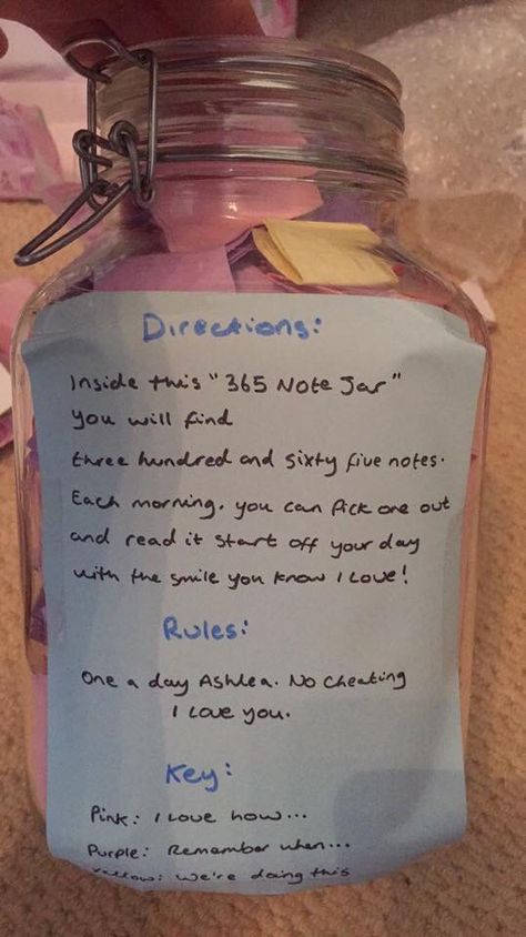 Love jar 365 days. A note a day for a whole year for my girlfriend 365 Day Jar Boyfriends, 365 Day Birthday Jar, Love Jar For Girlfriend, 365 Letters In A Jar, 365 Days Jar Ideas Love Notes, 365 Days Jar Ideas, 365 Note Jar Ideas Boyfriends, 365 Days Jar, 365 Note Jar