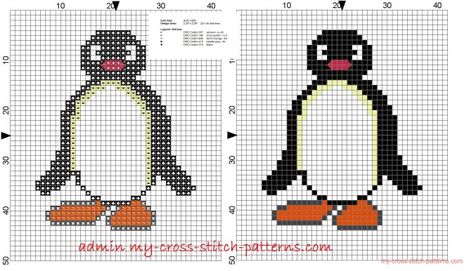 Pingu pattern (click to view) Free Cross Stitch Patterns, Patterns Simple, Cross Stitch Quotes, Nature Cross Stitch, Small Cross Stitch, Animal Cross Stitch Patterns, Quick Stitch, Cross Stitch Bird, Mini Cross Stitch