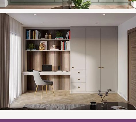 Wardrobe With Study Table Design, Wardrobe Entrance, Eclectic Living Room Design, Space Hacks, Home Study Rooms, Desk Nook, Bedroom Built In Wardrobe, Classy Closets, Study Table Designs