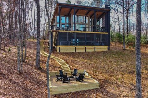 Small Modern Cabin, Luxurious Cabin, Blue Ridge Cabin Rentals, Slope House, Blue Ridge Ga, Mountain House Plans, Georgia Mountains, A Frame Cabin, Lake Cabins