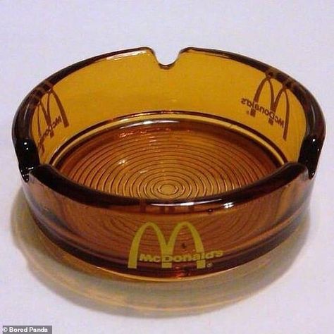 Retro pictures of McDonalds in the 80s and 90s reveal a very different chain | Daily Mail Online Mc Do, Vintage Ashtray, Ash Tray, Happy Meal Toys, Big Mac, Happy Meal, Ashtrays, The Good Old Days, Amber Glass