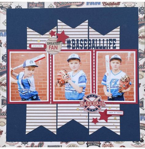 Baseball Layouts Scrapbooking Ideas, Scrapbook Sports Layouts, Scrapbook Baseball Layouts, Sport Scrapbook Layouts, Sport Scrapbook Ideas, Digital Scrapbook Layouts, Baseball Scrapbook Layouts, Softball Layouts, Baseball Layouts