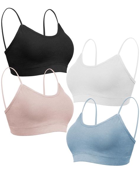 PRICES MAY VARY. [V-neck and Seamless Padded Design]-Our straps sleeping bra is designed with a V-neck design and a removable pads, which is light and breathable, improves comfort experience, makes it more comfortable to wear and makes you more sexy [Applicable occasions]-these padded seamless bralette can be ues as daily clothes, sleeping underwear bra, and suitable for both indoor and outdoor activities, you can wear it under your shirts, dresss. when running, doing yoga or other exercises in Sleeping Bra, Cami Bra, Daily Clothes, Sleep Bra, Comfy Bra, Cami Set, Lounge Lingerie, Everyday Bra, Different Outfits