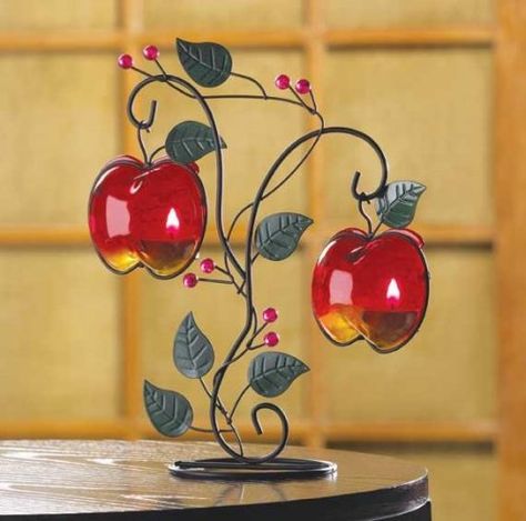 Country Apples Tealight Holder Apple Kitchen Decor, Apple Gifts, Apple Decorations, Apple Seeds, Country Kitchen Decor, Decorating Themes, Apple Theme, Colorful Fruit, Kitchen Design Decor