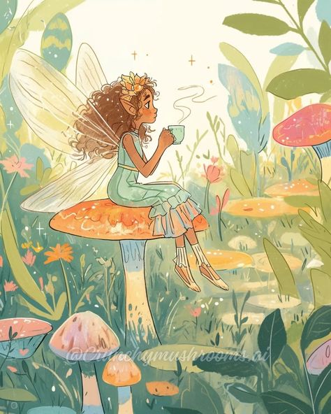 Happy Friday Everyone✨💚 I'm a bit tired this morning and tiny human is using every ounce of energy to fight a nap🫠 Y'all have a lovely day! Hopefully we can all get some rest today😂🫶 . . . #aiartisart #niji #morningvibes Witches And Fairies, Fairy Illustration Art, Cute Fairy Drawings, Rest Illustration, Cloud Fairy, Fairies And Butterflies, Fairy School, Ida Rentoul Outhwaite, Fairy Vibe