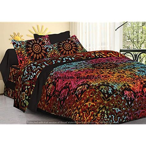 Indian Hippie Gypsy Home Decor Tapestry Boho Quilt Cover Throw Blanket Cotton Reversible Queen Tie & Die Mandala Duvet Cover Comforter Set (Multicolor) (Multi) : Amazon.ca: Home Mandala Quilt, Hippie Bedding, Mandala Duvet Cover, Tie Dye Bedding, Mandala Bedding, Cotton Decor, Boho Quilt, Bohemian Bedding, Indian Mandala