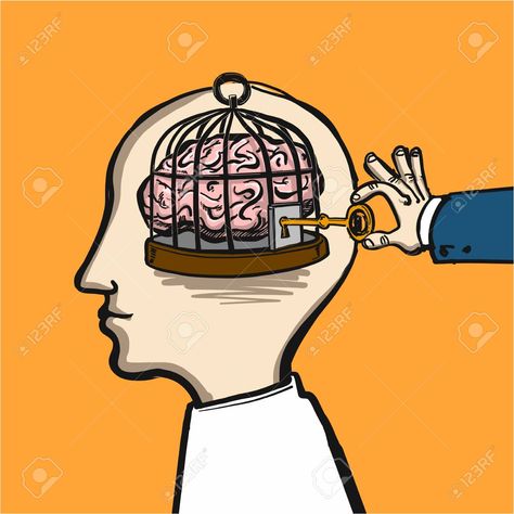 opening mind - conceptual vector illustration of cage in head with brain inside and hand opening it with key Stock Vector - 69425127 Yoga Room Design, Brain Drawing, Multiple Intelligence, Art Psychology, Brain Images, Album Artwork Cover Art, Brain Art, Changing Quotes, Life Changing Quotes