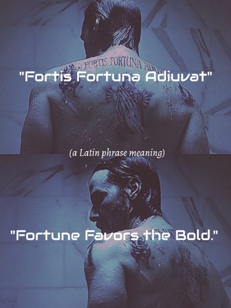 "Fortis Fortuna Adiuvat" a Latin phrase meaning "Fortune Favors the Bold." Latin Word Tattoos, Latin Phrase Tattoos, Fortis Fortuna Adiuvat, Latin Quote Tattoos, John Wick 4, Latin Tattoo, Be Brave Tattoo, Tattoo Quotes For Men, Phrase Tattoos