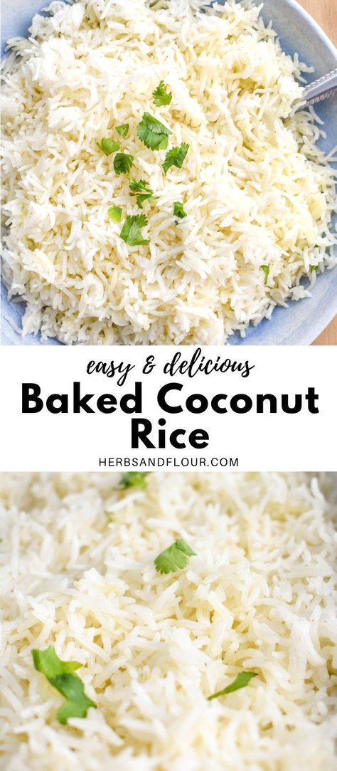 Easy Oven Baked Rice, Coconut Rice Basmati, Oven Baked Jasmine Rice, Sweet White Rice Recipes, Cocunut Rice, Rice Cereal Recipes, Jasmine Coconut Rice, Baked Coconut Rice, Fancy Rice