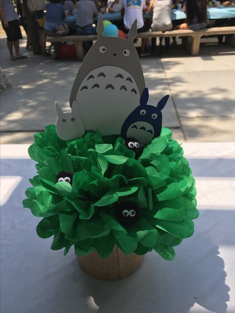 Totoro centerpiece for birthday party Studio Ghibli Party Favors, Kiki's Delivery Service Party Ideas, Totoro Centerpiece, Studio Ghibli Baby Shower Theme, Gibli Studio Birthday Party, Studio Ghibli Party Ideas, Ghibli Birthday Party, Totoro Party Decorations, Totoro Birthday Party