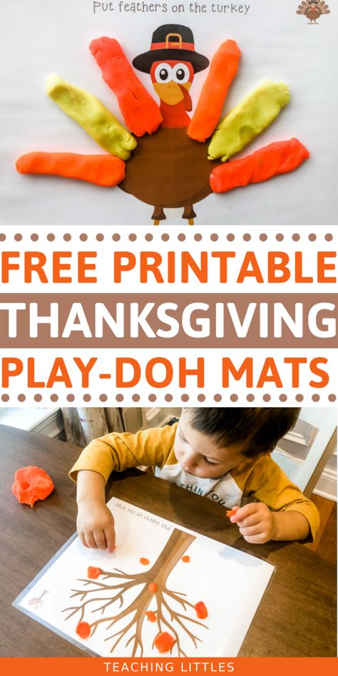 Thanksgiving Playdoh Mats - Free Printable - Teaching Littles Thanksgiving Toddler Activities, Thanksgiving Learning Activities, Thanksgiving Preschool Theme, Thanksgiving Learning, Play Doh Activities, Fall Activities For Toddlers, Thanksgiving Activities Preschool, Playdoh Mats, Thanksgiving Toddler