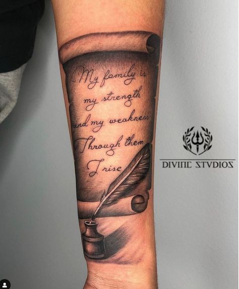 Pictures Of Scroll Tattoo for Your Arm Scroll Tattoo, Scroll Tattoos, Jungle Tattoo, Ancient Scroll, Unusual Tattoo, Knife Tattoo, Map Tattoos, With Tattoo, Memorial Tattoo