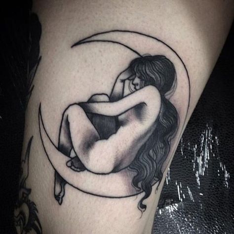 Hannah Pixie, Tattoo Placements, Birthday Tattoo, Moon Tattoo Designs, New Tattoo, Inner Thigh, On The Moon, Skin Art, Piercing Tattoo